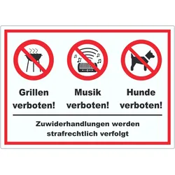Grillen Musik Hund verboten Aufkleber A9 (37x52mm)
