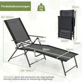 Costway Sonnenliege 64 x 65 x 0 cm Schwarz