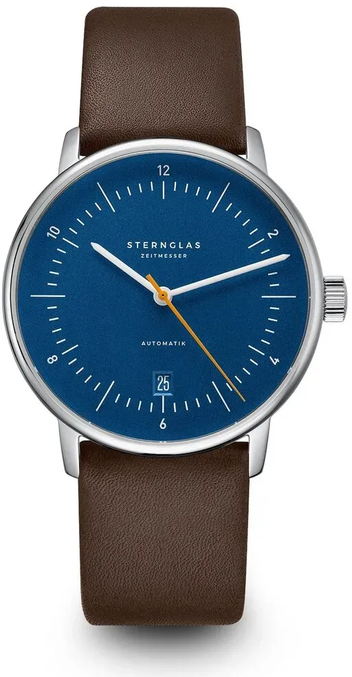 STERNGLAS - NAOS AUTOMATIK - blau - orange - Rindleder dunkelbraun / 38MM