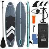 SereneLife Stand Up Paddling Board Aufblasbar, SUP Board Extra Breit 89cm 200kg für Familie – Standup Paddle Board Set, auch für Hunde geeignet, mit Paddel, Pumpe, Rucksack