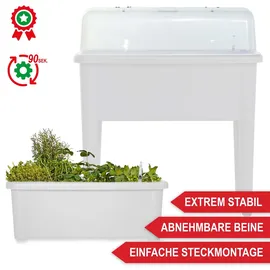 onbest Hochbeet Kunststoff 76 x 66,5 x 37 cm Weiß
