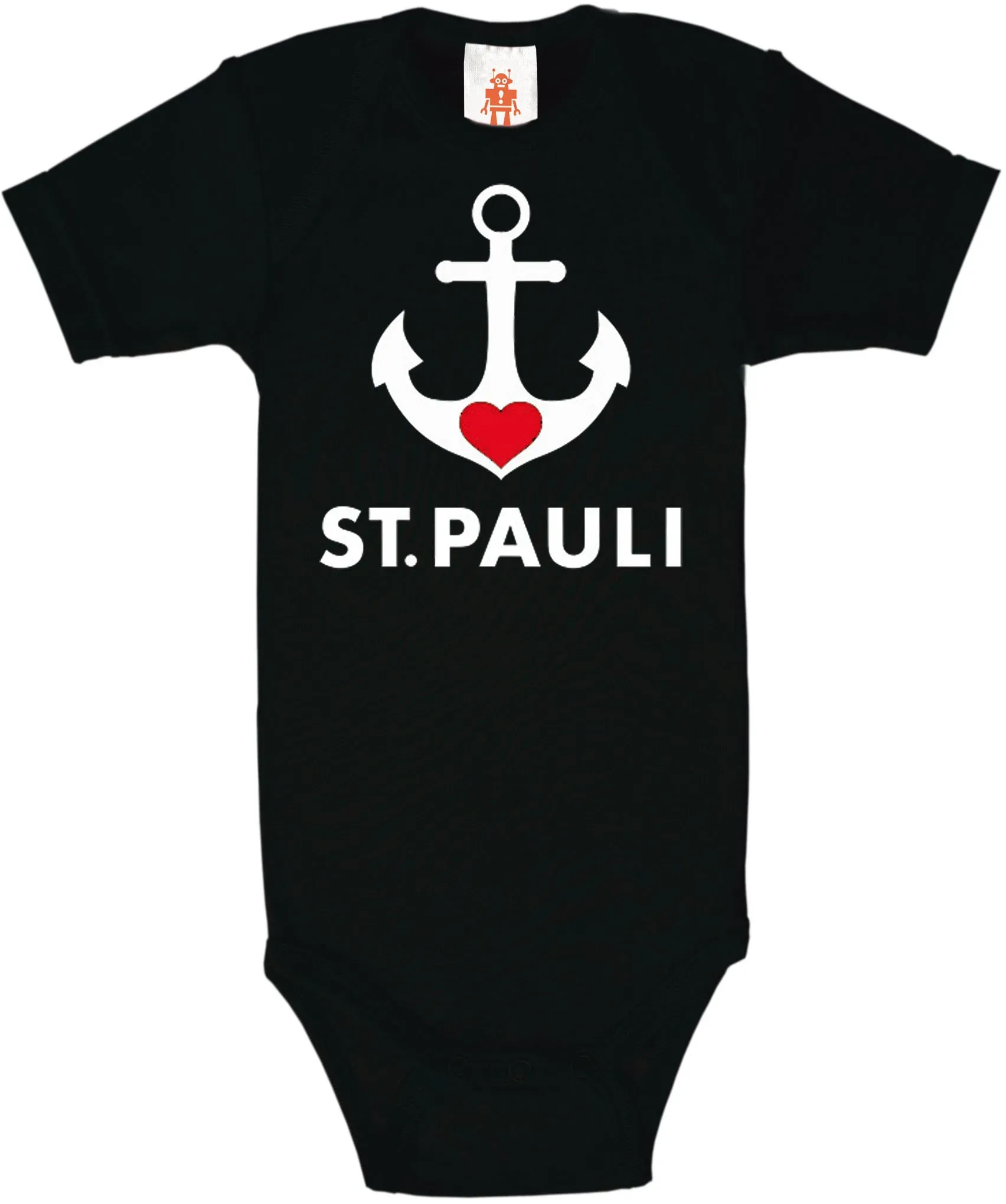 Body LOGOSHIRT, Mädchen, Gr. 74/80, EURO-Größen, schwarz, 100% Baumwolle, bedruckt, normal, Rundhals, Bodys Body, mit St. Pauli-Logo