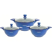 Cheffinger Kochtopfset 20-24-28cm 6-tlg Induktion Alu Guss Geschirr Blau