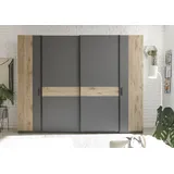 Schlafkontor Kleiderschrank »Daria Drehtürenschrank, Schwebetürenschrank, Schiebetürenschrank«, Absetzung in Viking Oak heller Rillenoptik,