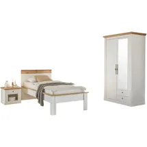 OTTO home Schlafzimmer-Set OTTO HOME "Westminster", weiß, B/H: 90cm x 200cm, Schlafzimmermöbel-Sets, beinhaltet 1 Bett, Kleiderschrank 2-türig und 1 Nachtkommode