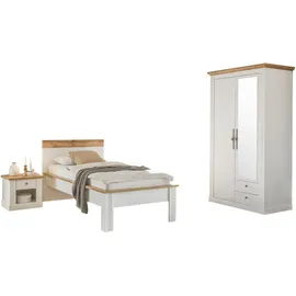 OTTO home Schlafzimmer-Set OTTO HOME "Westminster", weiß, B/H: 90cm x 200cm, Schlafzimmermöbel-Sets, beinhaltet 1 Bett, Kleiderschrank 2-türig und 1 Nachtkommode