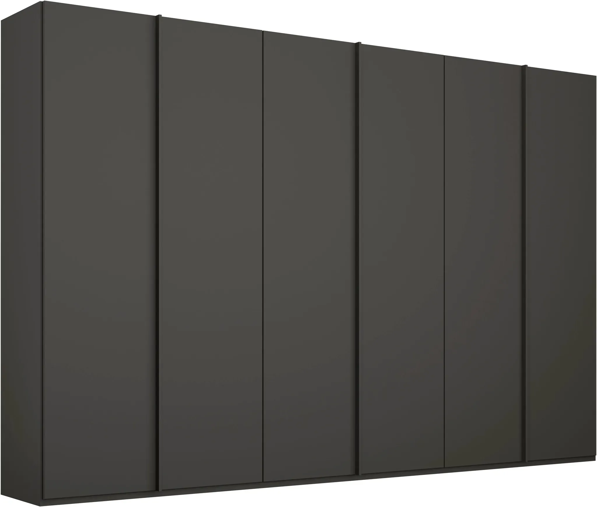 Drehtürenschrank RAUCH "Skat Meridian", grau (graphit), B:301cm H:235cm T:63cm, Holzwerkstoff, Schränke, inkl. Innenspiegel und 4 Innenschubladen