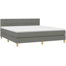 vidaXL Boxspringbett mit Matratze & LED Dunkelgrau 180x200 cm Stoff