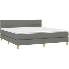 vidaXL Boxspringbett mit Matratze & LED Dunkelgrau 180x200 cm Stoff