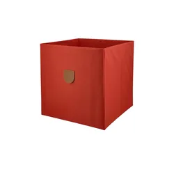 Aufbewahrungsbox , rot , Baumwolle, Leder, Pappe, Baumwolle , Maße (cm): B: 34 H: 34 T: 34