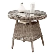 Destiny Gartentisch MALAGA Ø 60 x 55 cm Polyrattan weiß