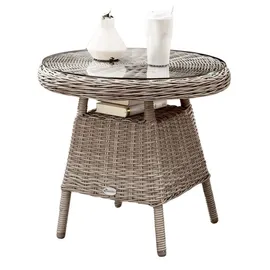 Destiny Gartentisch MALAGA Ø 60 x 55 cm Polyrattan weiß