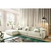 KAWOLA Sofa LANA XL Ecksofa Cord cremeweiß Recamiere links