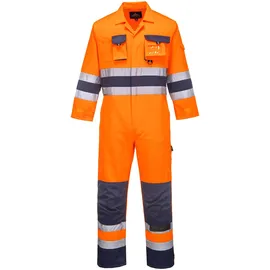 PORTWEST TX55 Herren Nantes Hi-Vis Reflektierende Overall-Arbeitsoveralls Sicherheitsklasse 3 Orange/Navy, S