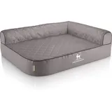 Knuffelwuff Eck Hundebett Winslow Orthopädisch Kunstleder XXL 120 x 80cm Lehne Rechts Grau