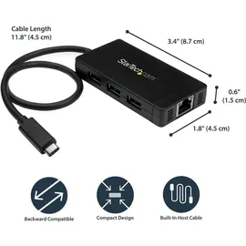 Startech 3-Port USB-C and GbE - Schwarz