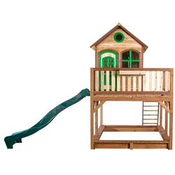 Spielhaus Sam - Braun, Weiß / Rot - 590 x 270 x 305 cm - aus Zedernholz / Kunststoff