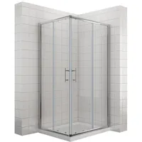 SONNI Eckdusche 70x70 - 120x120 cm, Eckeinstieg Doppel Schiebetüren Dusche, BxT: 70x90 cm, ESG Glas Höhe 185 / 195cm Verstellbereich: bis zu -20 mm 70 cm x 195 cm x 90 cm