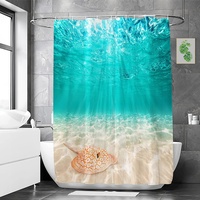 Duschvorhang 120x180 Ozean Duschrollo Wasserabweisend Anti-Schimmel mit 8 Duschvorhangringen, 3D Bedrucktshower Shower Curtains, für Duschrollo für Badewanne Dusche