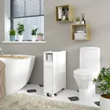 Vicco Toilettenschrank Niva Weiß, 18 x 71 cm mit ausziehbarem Fach