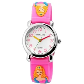 Excellanc Kinder Uhr Analog 0 mm Silikongehäuse Pink/Silber Silikonarmband Pink