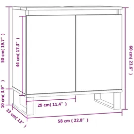vidaXL Badschrank Grau Sonoma 58x33x60 cm Holzwerkstoff