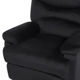 Beliani Fernsehsessel Eslov Samtstoff 80 x 100 x 90 cm Schwarz mit Fußstütze und Kissen