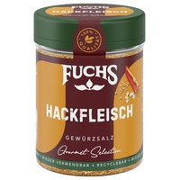 Fuchs Gourmet Selection Klassisch/Heimisch – Hackfleisch Gewürzsalz, nachfüllbares Hackfleisch Gewürz, Salz zum Würzen von Frikadellen, Burgerpatties, vegetarischen Bratlingen & Co, vegan, 80 g