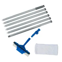 Maximex Fensterwischer extra-lang, Fensterreiniger mit Teleskopstiel bis 5,3 m Reichweite, 25 x 83-332 cm, Blau/Grau