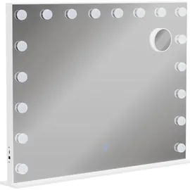 Vicco Schminktischspiegel Greta, Weiß, 80 x 61 cm mit LED-Beleuchtung