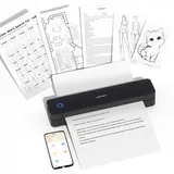 HPRT tragbarer Drucker drahtlos für Reisen, Bluethooth Tintenloser Thermodrucker Unterstützung für A4-Papier, kompatibel mit iOS, Android, Laptop für Büro und Zuhause