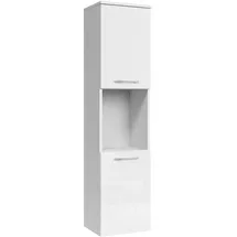 Badplaats - Badezimmer Schrank Montreal 131 cm Hochglanz Weiß Fronten – Rege