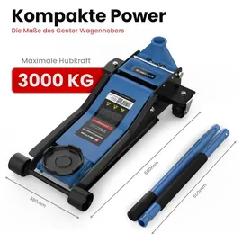 GENTOR Wagenheber 3T hydraulisch – flach & Hellblau