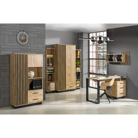 Furniture24 Schreibtisch Lamelo LA8 mit 3 Schubladen Wotan Eiche