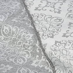 Damast "Ornament", silber, mit Fleckschutz