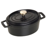 STAUB Gusseisen Bräter/Cocotte, Oval 15 cm, 0,6 L, Aromaregen Funktion für optimale Befeuchtung, Für alle Herdarten inkl. Induktion & Backofen, Schwarz