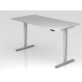 Hammerbacher XDSM2E elektrisch höhenverstellbarer Schreibtisch lichtgrau rechteckig, T-Fuß-Gestell silber 200,0 x 100,0 cm