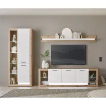 Home Affaire Wohnwand HOME AFFAIRE "Brixen, moderne Anbauwand, Wohnzimmer-Set, Eiche Evoke Dekor mit Weiß", weiß (eiche evoke, weiß), B:298cm H:195cm T:43cm, Holzwerkstoff, Kastenmöbel-Sets, Wohnwand, enthält Stauraumelement, Lowboard und Wandboard