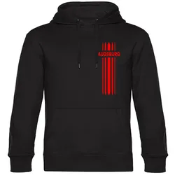 multifanshop Kapuzen Sweatshirt - Augsburg - Streifen - Druck rot - Hoodie