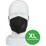 FFP2 Maske schwarz mit XL Haltebügel für große Köpfe 10 Stück