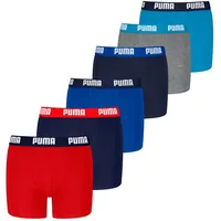 Puma Boxershort 6er Pack in Rot/Blau/Grau | Gr.: 158/164