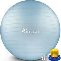 TRESKO Gymnastikball (Himmelblau, 65cm) mit Pumpe Fitnessball Yogaball Sitzball