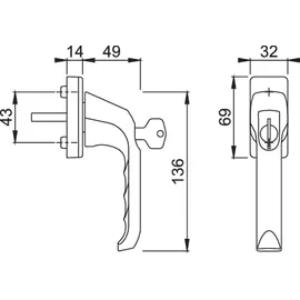 HOPPE Hoppe® Fenstergriff absperrbar London 013S/U11Z 200nm, ohne Schrauben, Aluminium, 6940373