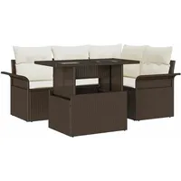 vidaXL Garten-Sofa-Set 5-tlg. braun