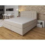 Tesla Dreams Boxspringbett Ronda 7-Zonen Boxspringbett, H2-H3-H4, Topper wählbar, 5J Garantie (Premium-Boxspring: 7-Zonen Taschenfederkern & Topper nach Wahl), Individuell: H2/H3–H3/H4, 4 Topper zur Wahl, Premium Komfort beige