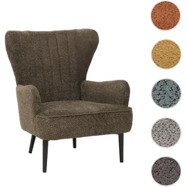 Mendler Lounge-Sessel HWC-K37 Chenille 75 x 80 x 75 cm grün-braun mit Kissen