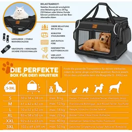 TRESKO Hunde-Transportbox 92 x 63 x 63 cm Schwarz