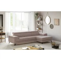 Cotta Ecksofa COTTA "Astra L-Form, B: 300 cm", rosa (mud), B:300cm T:169cm, 100% Polyester (PES), Sofas, Ecksofa, mit Kopfteilverstellung, optional Bettfunktion & Bettkasten