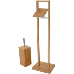 Mendler WC-Papierhalter HWC-B18, Klopapierhalter Toilettenrollenhalter Toilettenbürste, Bambus