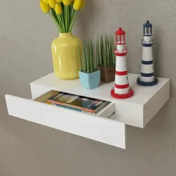 vidaXL MDF Wandregal Hängeregal Bücher/DVD-Regal mit 1 Schublade, weiß